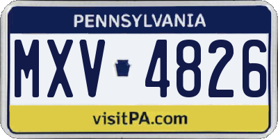 PA license plate MXV4826