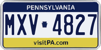 PA license plate MXV4827