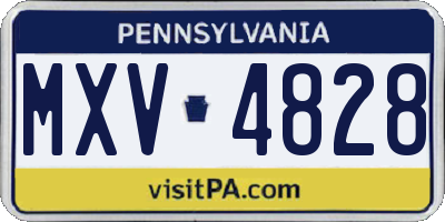 PA license plate MXV4828