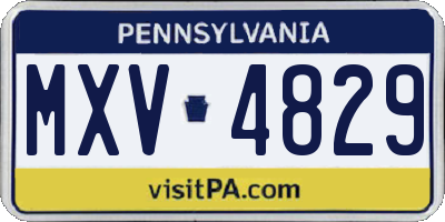 PA license plate MXV4829