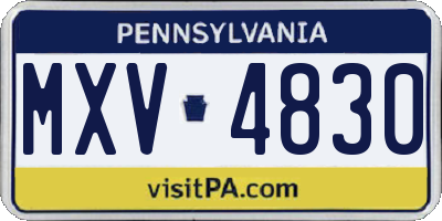 PA license plate MXV4830