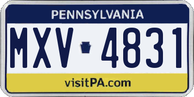 PA license plate MXV4831