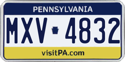 PA license plate MXV4832