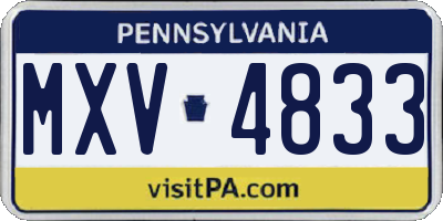 PA license plate MXV4833