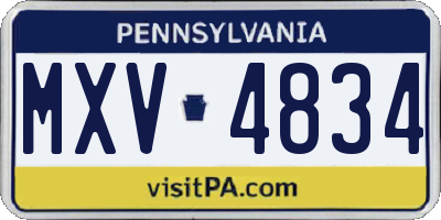 PA license plate MXV4834
