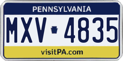 PA license plate MXV4835