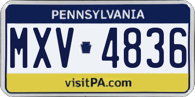 PA license plate MXV4836