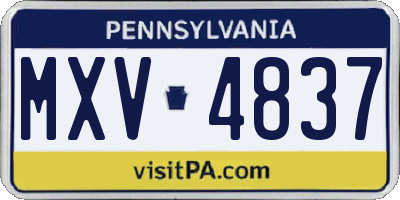 PA license plate MXV4837