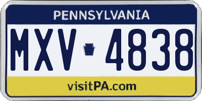 PA license plate MXV4838