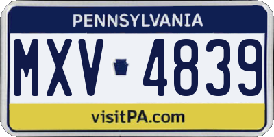 PA license plate MXV4839