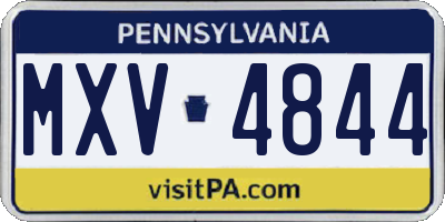 PA license plate MXV4844