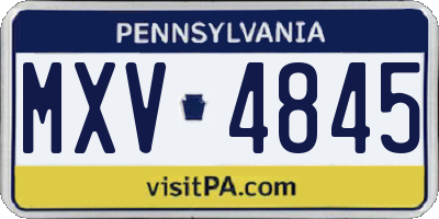 PA license plate MXV4845