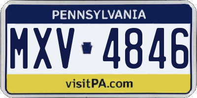 PA license plate MXV4846