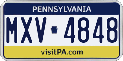 PA license plate MXV4848