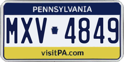 PA license plate MXV4849