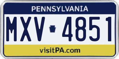 PA license plate MXV4851