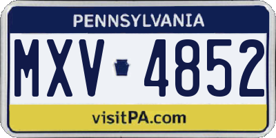 PA license plate MXV4852