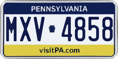 PA license plate MXV4858