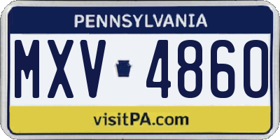 PA license plate MXV4860
