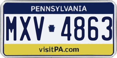PA license plate MXV4863