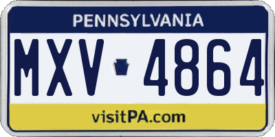 PA license plate MXV4864