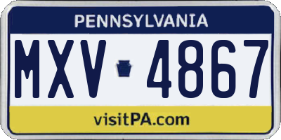 PA license plate MXV4867