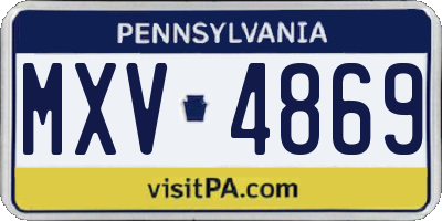 PA license plate MXV4869
