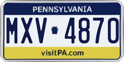 PA license plate MXV4870