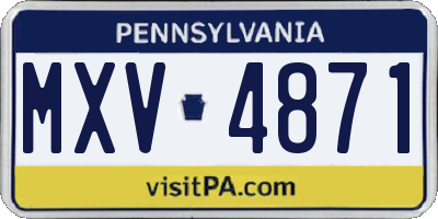 PA license plate MXV4871