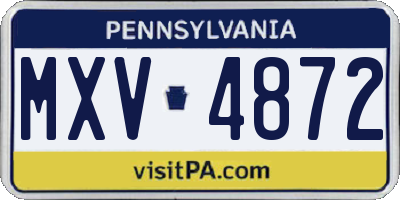 PA license plate MXV4872