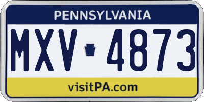 PA license plate MXV4873