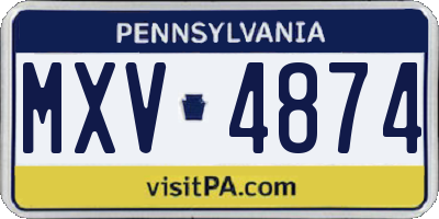 PA license plate MXV4874