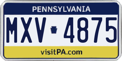 PA license plate MXV4875