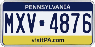 PA license plate MXV4876