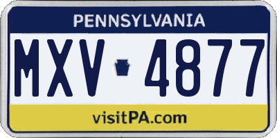 PA license plate MXV4877