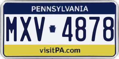 PA license plate MXV4878