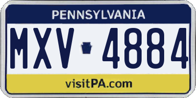 PA license plate MXV4884
