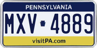 PA license plate MXV4889