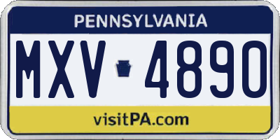 PA license plate MXV4890