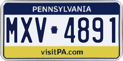 PA license plate MXV4891