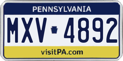 PA license plate MXV4892