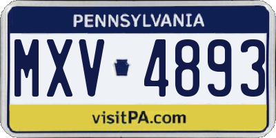 PA license plate MXV4893