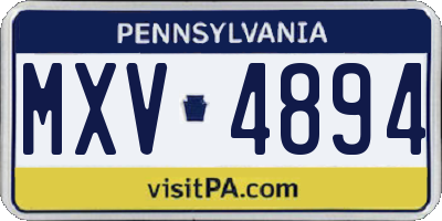 PA license plate MXV4894