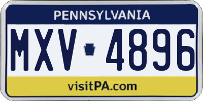PA license plate MXV4896