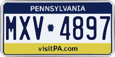 PA license plate MXV4897