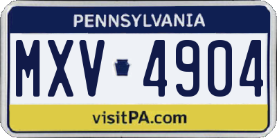 PA license plate MXV4904