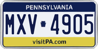 PA license plate MXV4905
