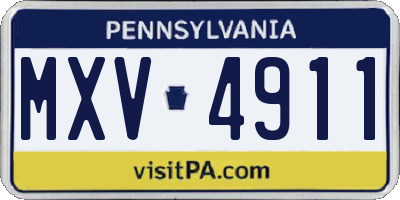 PA license plate MXV4911