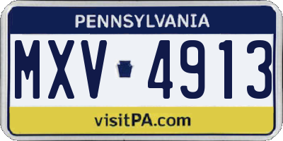PA license plate MXV4913