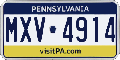 PA license plate MXV4914